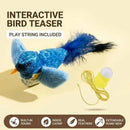 Interactive Cat Teaser Wand with Bird Sound & Retractable Feather Stick, Replace