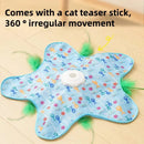 Interactive Cat Toy Mat with Teaser Stick