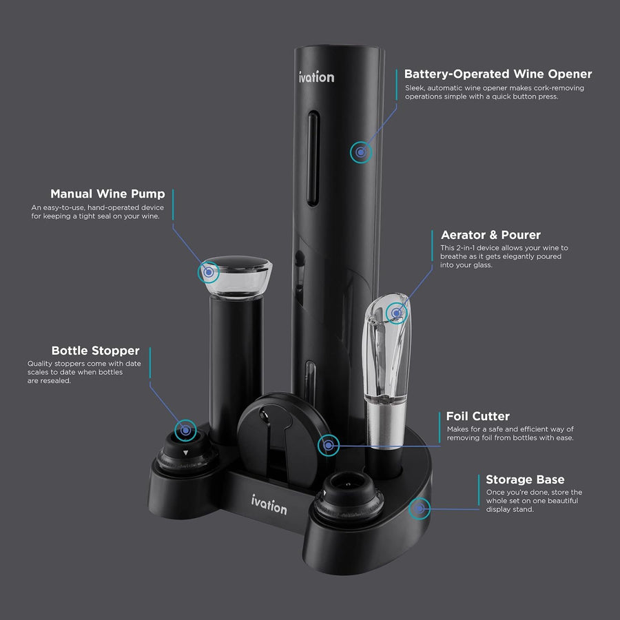 Ivation 7-Piece Electric Wine Gift Set