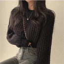 Loose Vintage Harajuku Lantern Long Sleeve Women Sweater Korean Autumn Winter Kn