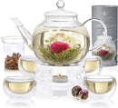 Blooming Tea Gift Set — Glass Teapot, Warmer, 4 Cups, 12 Flowering Teas