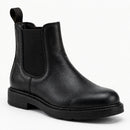 Men's Waterproof Leather Chelsea Boots - black leather detail close-up