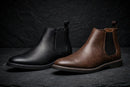 Men's Waterproof Leather Chelsea Boots - black and brown side by side