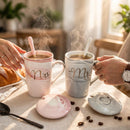 Mr and Mrs Marble Mug Gift Set - morning coffee moment at kitchen table
