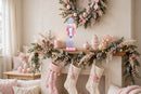 Pastel Pink Wooden Nutcracker Figurine - mantel in pastel Christmas home interior
