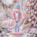 Pastel Pink Wooden Nutcracker Figurine - pastel Christmas wonderland with pink tree