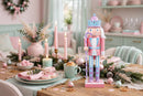 Pastel Pink Wooden Nutcracker Figurine - pastel Christmas table setting