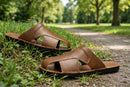 Men's Leather Slide Sandals - green park path