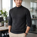 Men's Mock Turtleneck - charcoal on Asian male model, office