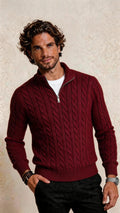 Men's Cable-Knit Quarter-Zip Sweater