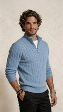 Men's Cable-Knit Quarter-Zip Sweater