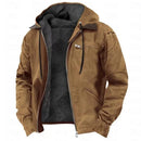 Men's Casual Jackets Hooded Zipper Pocket Fashion Solid Color Fleece Warm Outerw