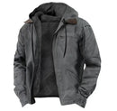 Men's Casual Jackets Hooded Zipper Pocket Fashion Solid Color Fleece Warm Outerw