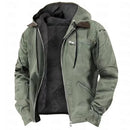 Men's Casual Jackets Hooded Zipper Pocket Fashion Solid Color Fleece Warm Outerw