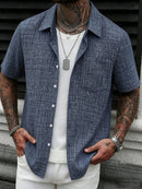 Men's Casual Linen Short Sleeve Shirts Drip Outfits Man Outfit Set Designer Chea