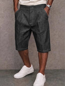 Men's Contrast-Stitch Stretch Denim Shorts
