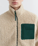 Men's Contrast-Yoke Sherpa Zip Jacket