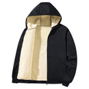 Men's Fleece-Lined and Thickened Winter sherpa Hooded Sports Sweatshirt Cardigan