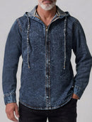Men's Hooded Tie-Dye Denim Jacket