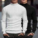 Men's Knitted High Collar Sweater Casual Vintage Twist Knitwear Sweater Tops Win