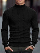 Men's Knitted High Collar Sweater Casual Vintage Twist Knitwear Sweater Tops Win