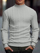 Men's Knitted High Collar Sweater Casual Vintage Twist Knitwear Sweater Tops Win