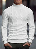 Men's Knitted High Collar Sweater Casual Vintage Twist Knitwear Sweater Tops Win