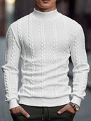 Men's Knitted High Collar Sweater Casual Vintage Twist Knitwear Sweater Tops Win