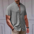 Men's Linen Stand-Collar Shirt