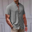 Men's Linen Stand-Collar Shirt
