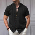 Men's Linen Stand-Collar Shirt