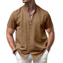 Men's Linen Stand-Collar Shirt