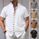 Men's Linen Stand-Collar Shirt