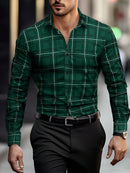 Men's Long-Sleeved Shirts Casual Shirts Plaid Multi-Color Pattern Shirts Retro S
