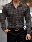 Men's Long-Sleeved Shirts Casual Shirts Plaid Multi-Color Pattern Shirts Retro S