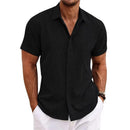 Men's Shirt Linen Men's Cotton Linen Short Sleeved Shirt Summer Casual Camisas H