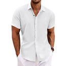 Men's Shirt Linen Men's Cotton Linen Short Sleeved Shirt Summer Casual Camisas H