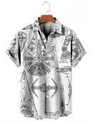 Men's Shirt Vintage Hawaiian Vintage Button Up Shirt Man 3d Map Printed Short Sl