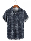 Men's Shirt Vintage Hawaiian Vintage Button Up Shirt Man 3d Map Printed Short Sl