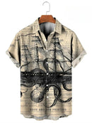 Men's Shirt Vintage Hawaiian Vintage Button Up Shirt Man 3d Map Printed Short Sl
