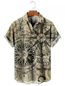 Men's Shirt Vintage Hawaiian Vintage Button Up Shirt Man 3d Map Printed Short Sl