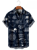 Men's Shirt Vintage Hawaiian Vintage Button Up Shirt Man 3d Map Printed Short Sl