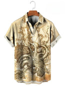 Men's Shirt Vintage Hawaiian Vintage Button Up Shirt Man 3d Map Printed Short Sl