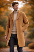 Men's Wool-Blend Long Overcoat