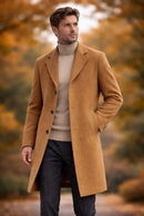 Men's Wool-Blend Long Overcoat