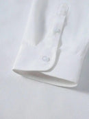 Mens Solid White Long Sleeve Dress Shirt Slim Fit Button Down Formal Business Ca