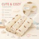 Natural Cotton Baby Swaddle Blanket 3 Pack