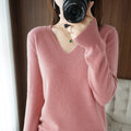 New Cashmere Women's V-neck Pullover Lace Neck Hollow Out Design Casual Knitted