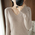 New Cashmere Women's V-neck Pullover Lace Neck Hollow Out Design Casual Knitted