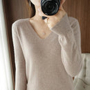 New Cashmere Women's V-neck Pullover Lace Neck Hollow Out Design Casual Knitted
